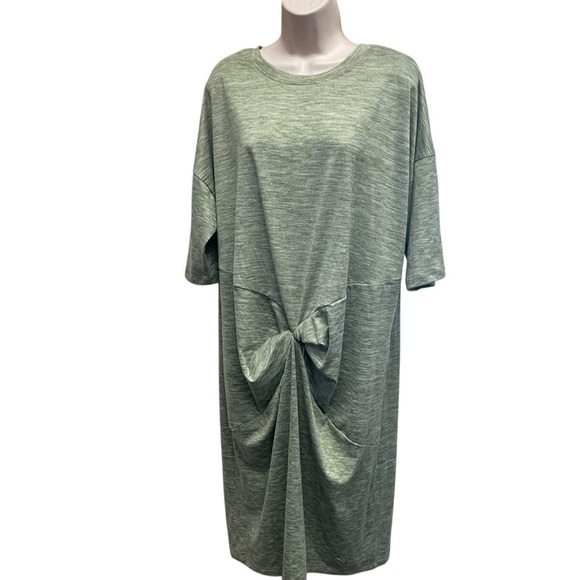 World Market Heathered Sage Green Knot Lounge Dress one size Jersey knit - Picture 2 of 8